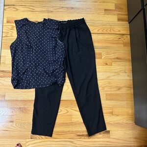 Ann Taylor Black and White Sleeveless Top and Pants Set